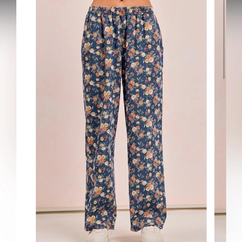 B6068–BIBI DENIM FLORAL MATCHING PANTS 🚨 - Picture 2 of 3